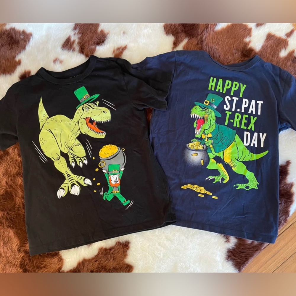 St. Patrick's Day T-Rex Graphic Tee bundle Boys size 7/8